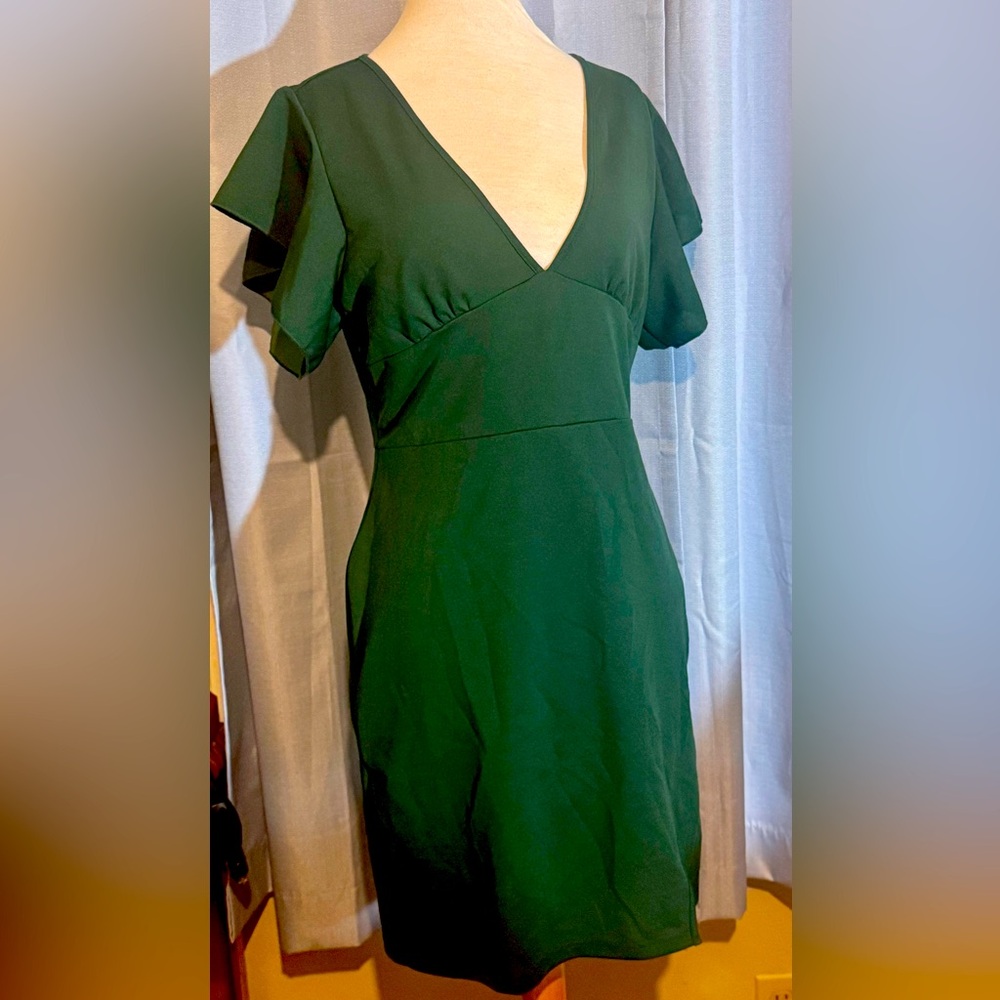 Military Green size Large V neck mini/short dress